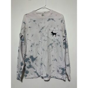 Victoria Secret Pink Women Size M White Marble Tie Dyed Long Sleeve Shirt